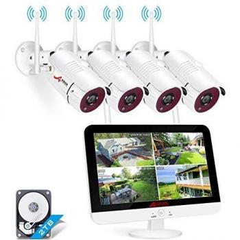 ANRAN 5MP Kit de Cámara Vigilancia Exterior, 4X 5MP Cámaras de Seguridad IP Exterior y 8CH con 2TB HDD NVR Sistema de Cámara Videovigilancia, 24/7 Grabación, Visión Nocturna, Detección de Movimiento