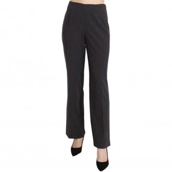 BENCIVENGA Women's Black Striped Cotton Stretch Dress Trousers Pants - Size IT42/M/S