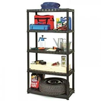 MERCATOOLS - ESTANTERIA RESINA 5 BALDAS NEGRAMAXIMO 70KG POR BALDA. 185X92,5X45,8 cms - MT-26467