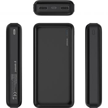 Powerbank Gembird 20000 mAh - 2,4 A - 2 Salidas USB - Negro