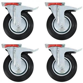 Ruedas giratorias 12 unidades 200 mm con frenos dobles, materiales resistentes, ideales para muebles, bancos de trabajo, carritos y estanterías, con capacidad de absorción de golpes suaves