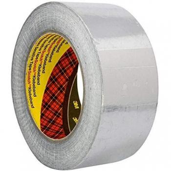 3M 1436 Rollo de cinta adhesiva de aluminio, resistente a llamas y altas temperaturas, 50 mm x 50 m, plata