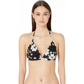 Kate Spade New York Women's Scalloped Triangle Bikini Top Black Medium