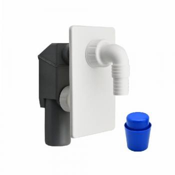 Sifón de Lavadora y Lavavajillas Empotrado con Placa Blanca Diámetro 40 mm Hidrotermico