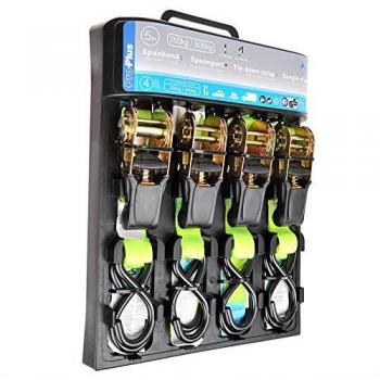 ProPlus 320204 - Correa de Amarre con Tensor de trinquete y 2 Ganchos, 5 m