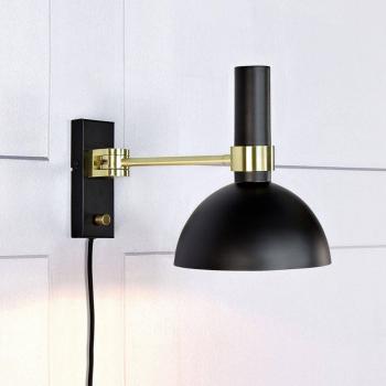 Aplique de pared negro LARRY 1 bombilla con dimmer, latón