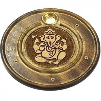 Find Something Different Varilla de Incienso y Soporte para Conos de Madera grabada Ganesh, bambú, Multicolor, 10 x 10 x 1 cm
