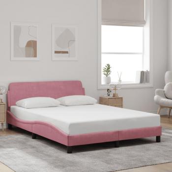 Estructura de cama con cabecero de terciopelo rosa 120x200 cm