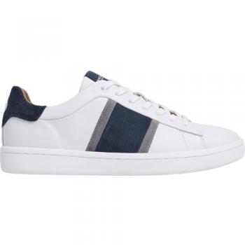 Zapatillas de piel de hombre Hackett Sport con detalles en ante, color blanco y azul marino, modelo Bond Straps, talla 42