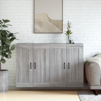 Armarios de pared 2 piezas Sonoma gris multicapa madera de ingeniería