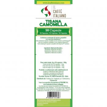 Cambiar título:50 Cápsulas de Tisana compatibles Nespresso sabor Tisana Manzanilla, 50 Cápsulas compatible con maquinas Nespresso, Paquete de 5x10 por un total de 50 Capsules, 50 cápsulas tisana, Il Caffè italiano