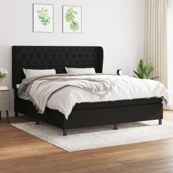 Cama box spring con colchón negro 160x200 cm en tela