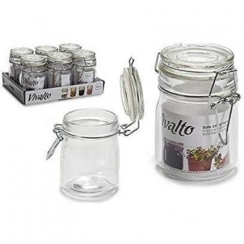 Tarro de Cristal Vivalto 150 ml con Tapa a Presión (6,5 x 9,5 x 9,5 cm) - Diseño Transparente y Original