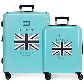 Pepe Jeans Cuore Juego de Maletas Azul 55/69 cms Rígida ABS Cierre TSA 120L 4 Ruedas Dobles Equipaje de Mano