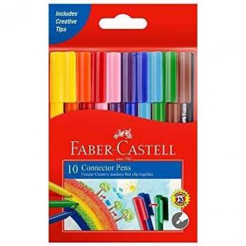 Faber-Castell 155510 Connector Pen - Juego de 10 rotuladores encajables de colores en caja de cartón