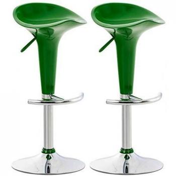 Set de 2 Taburetes de Bar Saddle Verde Ajustables y Giratorios 360° Diseño Retro