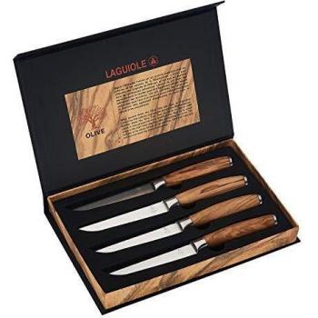 LAGUIOLE - Juego de 4 cuchillos para bistec con mango de madera de olivo - - marrone