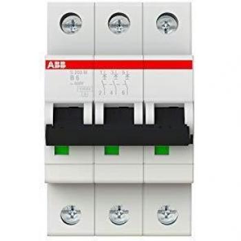 Interruptor automático ABB S203M-B6, 3 polos, 6A, Curva Tipo B, Poder de corte 10 kA, System Pro M Compact, Montaje en Carril DIN