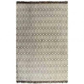 vidaXL Alfombra de Algodón Kilim 160x230cm Estampado Gris Topo Decoración Casa