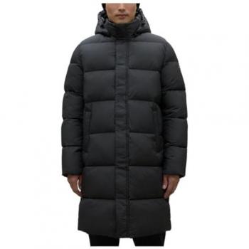 Ecoalf Men's Sustainable Deep Black Hooded Jacket with Zipper Closure
