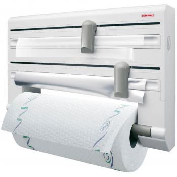 Leifheit Portarrollos de pared Parat ComfortLine para 3 rollos, porta rollos con cuchillas para un corte limpio, portarrollos de cocina de plástico