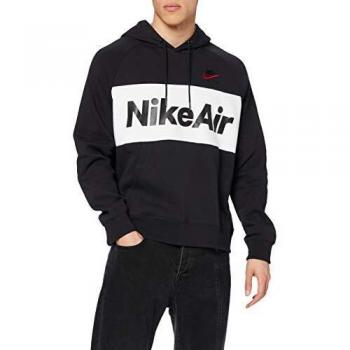NIKE M NSW Air Hoodie Po FLC Sudadera, Hombre, Black/White/Black/