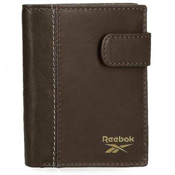 Cartera Reebok Division Vertical Unisex Marrón de Piel con Cierre de Click 8,5x10,5x1 cm