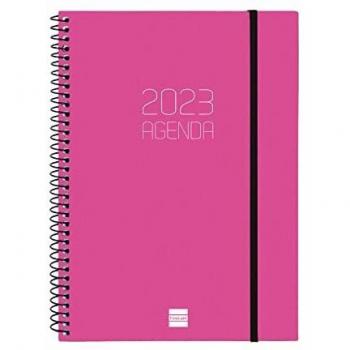 Finocam - Agenda 2023 Espiral Opaque Semana Vista Horizontal Enero 2023 - Diciembre 2023 (12 meses) Rosa