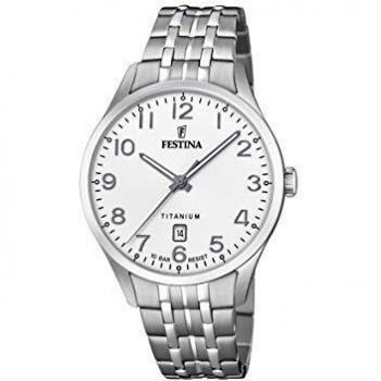 Festina Reloj para Hombre Titanium F20466/1 con Esfera Blanca, Caja de Titanio Gris y Calendario, Diámetro 40 mm
