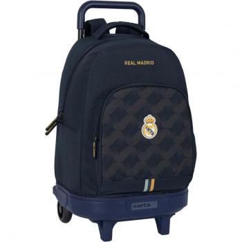 Mochila con Carro Safta Real Madrid Segunda Equipación 2023/2024 Grande Extraíble Ruedas Compact Material Escolar Azul Marino 40x23x24cm Producto Oficial