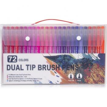 DAM Set de 72 Rotuladores Color Doble con Puntas Fina y Pincel Acuarelables