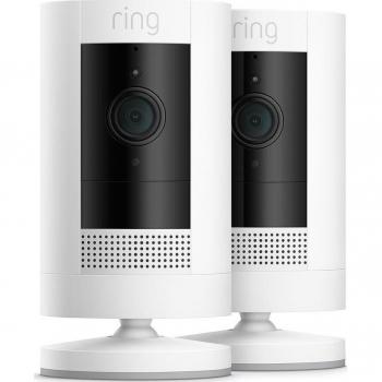 Ring Stick Up Cam Battery 2-Pack - Indoor/Outdoor Surveillance Camera, White (1080p)