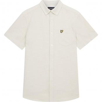 Lyle & Scott Men's Cotton Slub Short Sleeve Shirt in Cove Grey