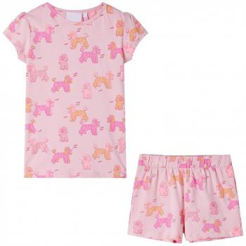Pijama infantil de manga corta rosa claro 140