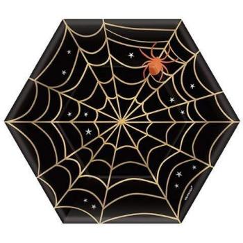 Amscan International 430757 - Plato para fiesta de Halloween, color negro y blanco