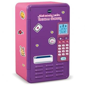 KidiSecrets Locker Taquilla Secreta, Caja fuerte con código secreto, Joyero niños, Personalizable, Pantalla LCD, Música, Alarma, color rosa y morado