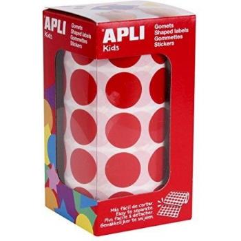APLI Kids - Rollo de gomets redondos 20,0 mm, color rojo