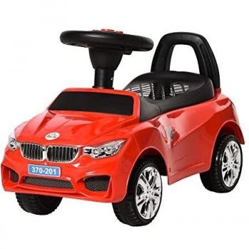 HOMCOM Coche Correpasillos para Niños de 18-36 Meses con Faros Música Bocina Volante Espacio de Almacenaje y Asa para Empujar 63,5x28x36 cm Rojo