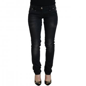 Acht Black Washed Cotton Skinny Denim Jeans for Women - Size IT40/S, Authentic with Logo Details