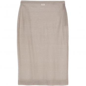 Saint Laurent Women's Silk Midi Pencil Skirt in Grey | Size Large | 795309Y76RI1532