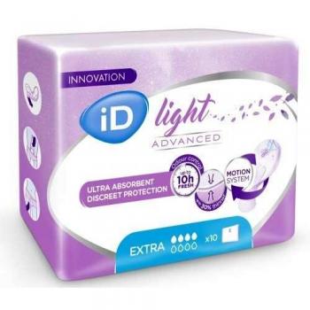 iD Light Extra Advanced Incontinence Pads, 10 Count, Cotton Feel, Absorbency 530ml