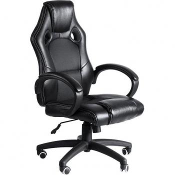 Silla Pro Gaming Negra - Silla Gaming, color negro, diseño ergonómico, reposabrazos ajustables, base de metal resistente, ruedas giratorias, acolchado de alta densidad para mayor comodidad