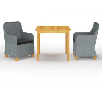 vidaXL Juego de comedor para jardín 3 piezas gris claro