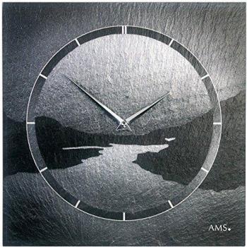 Reloj de pared AMS W9512, 30 cm x 30 cm, color gris con diseño Airbrush