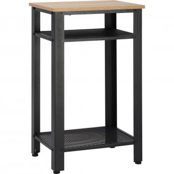 Mesa Auxiliar Mesita de Noche Estilo Industrial con 2 Estantes de Rejilla de Metal y Pies Ajustables 45x35x75 cm Roble y Negro