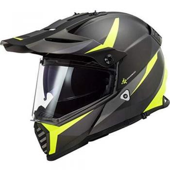 LS2 Pioneer Evo Router - Casco de cross para moto, color negro mate H-V amarillo