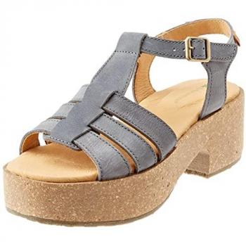 Sandalias de Piel con Tacón para Mujer El Naturalista N5890 Arbequina Azul Vaquero