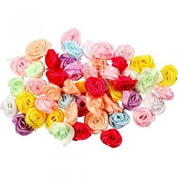 Decoración de Tela Rosa Satinada, 14-18 mm, 50 Piezas Assortidas