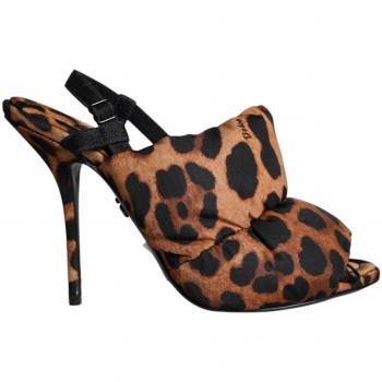 Dolce & Gabbana Brown Leopard Print Slingback Heels Sandals Shoes - EU38/US7.5 / US Size 8