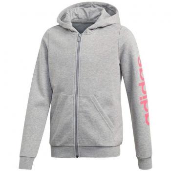 adidas Sudadera con Capucha para niña Essentials Linear Full Zip Color Gris Jaspeado/Rosa Real, 116